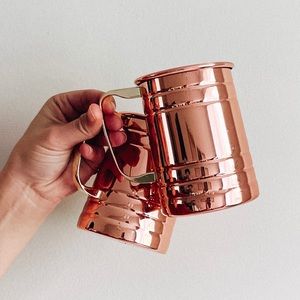 Set of two copper mugs